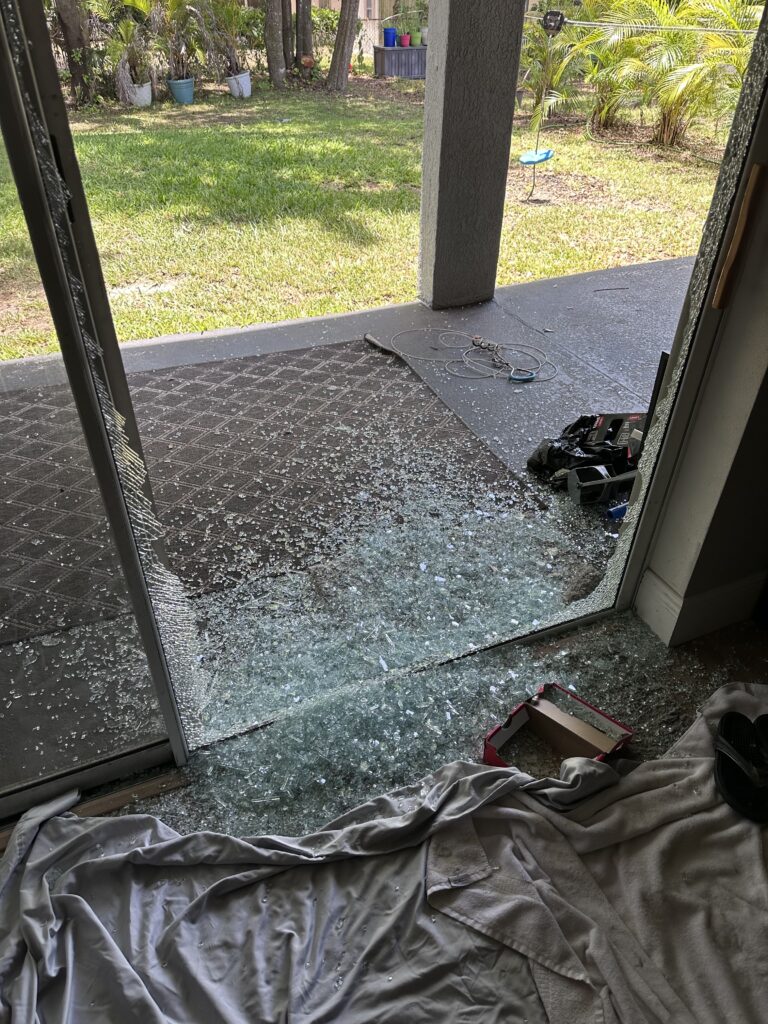 broken patio door glass replacement Tampa FL